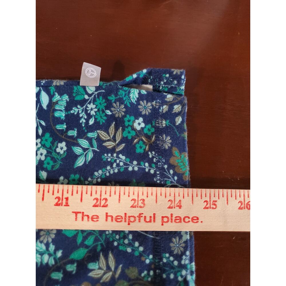 T by Talbots Floral Cowl Drawstring Sweatshirt Top Size 2XP Blue Stretch Cotton - Picture 10 of 10